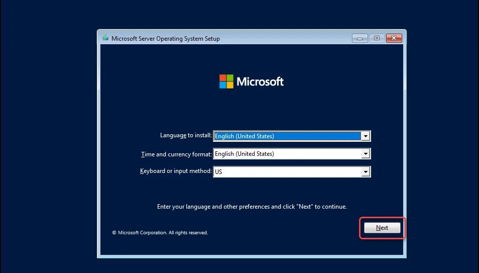 Select language and region