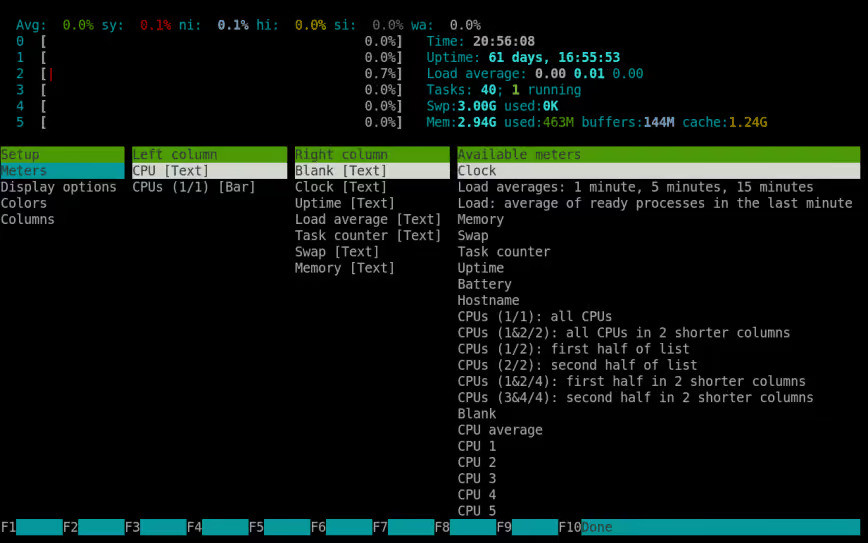Customizing htop