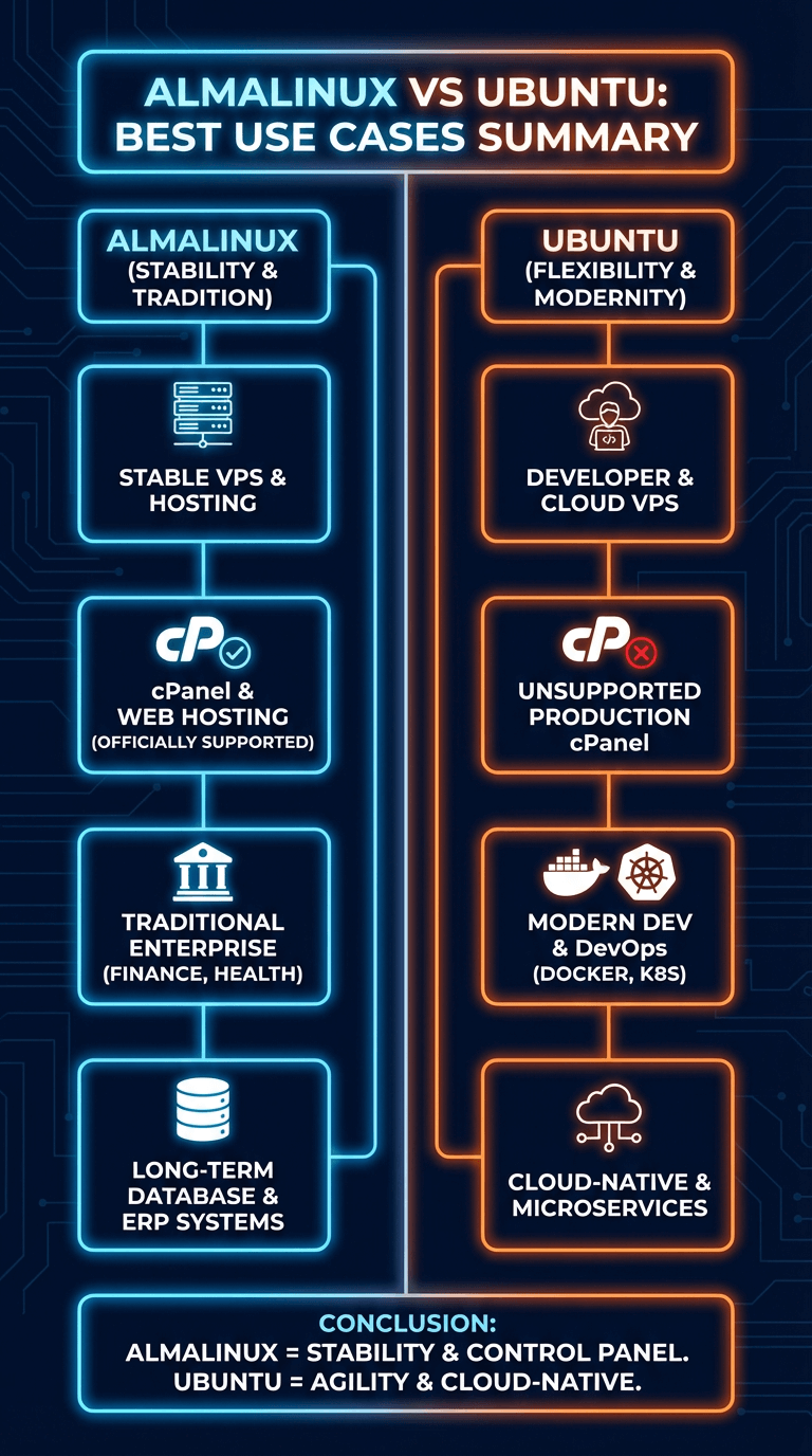 Best Use Cases for AlmaLinux vs Ubuntu