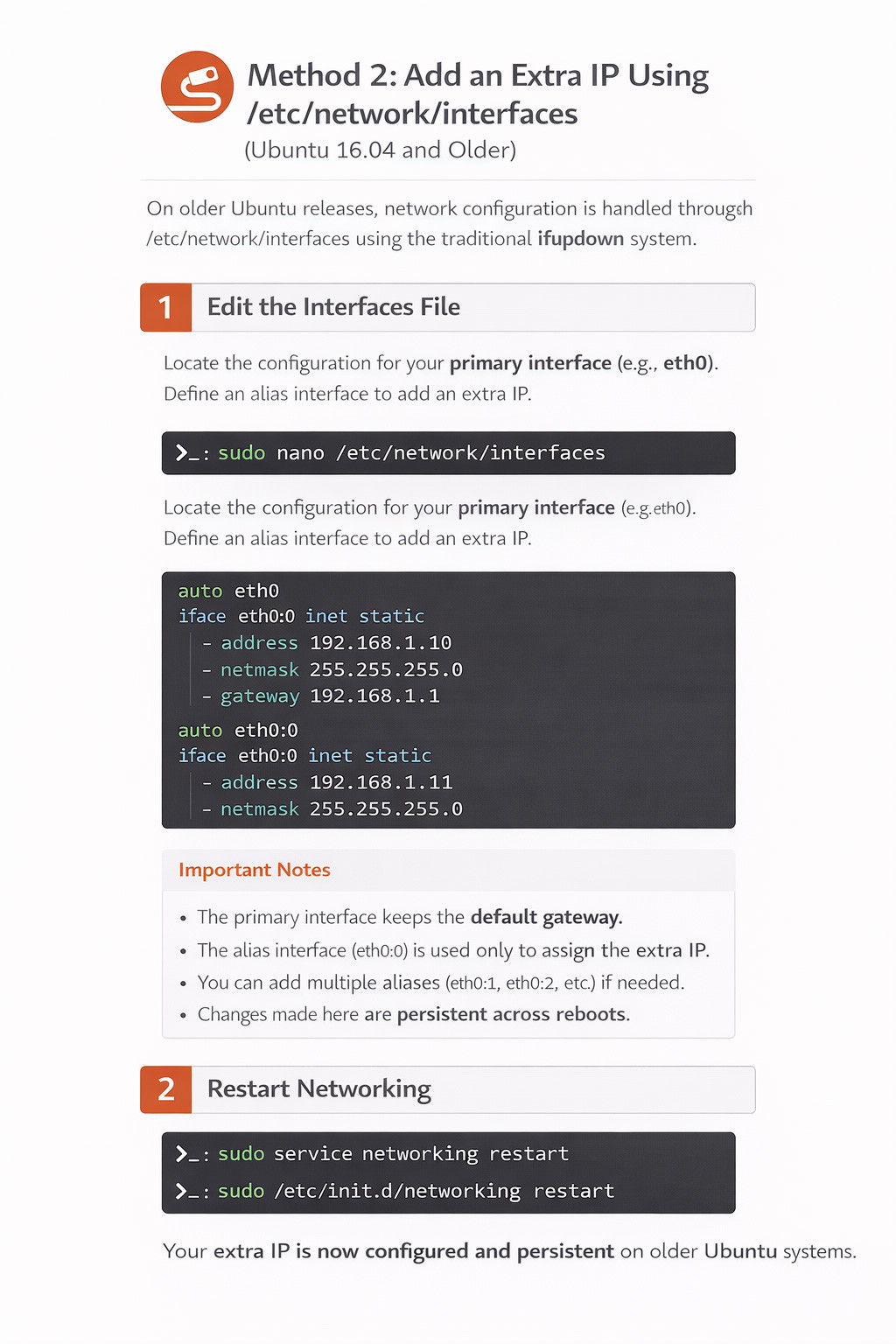 Add an Extra IP Using /etc/network/interfaces