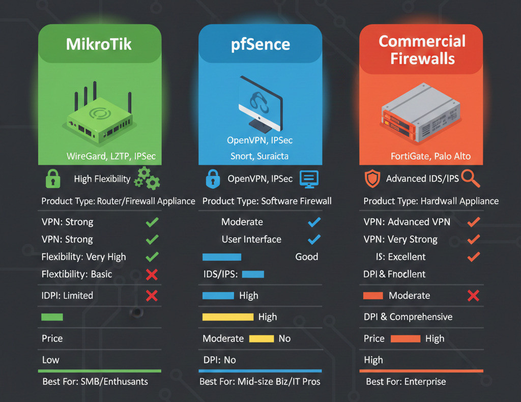 Comparing MikroTik with Other Firewalls
