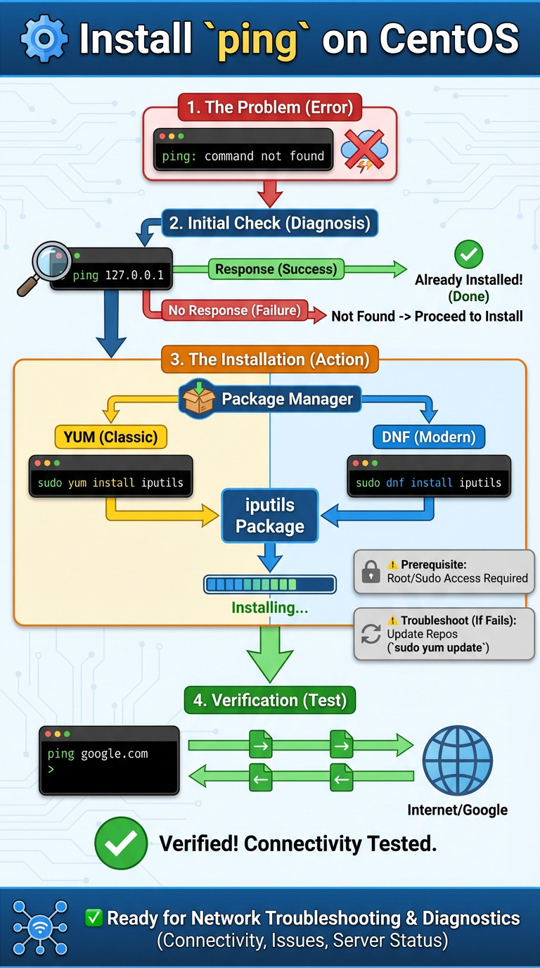 How to Install ping Utility in CentOS