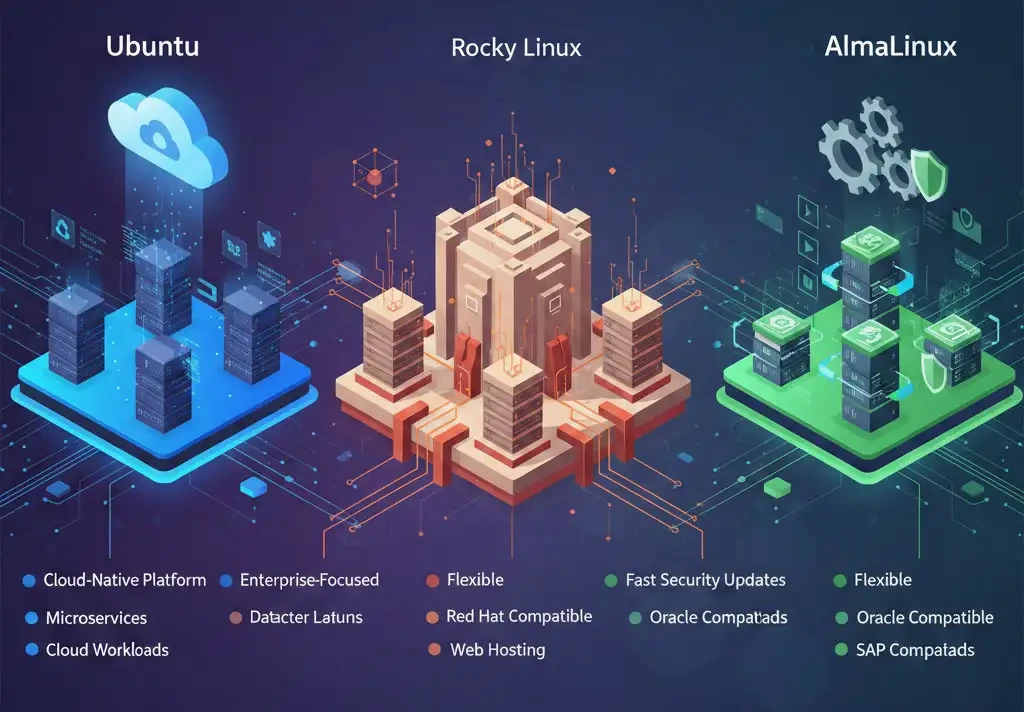 AlmaLinux vs Rocky Linux vs Ubuntu