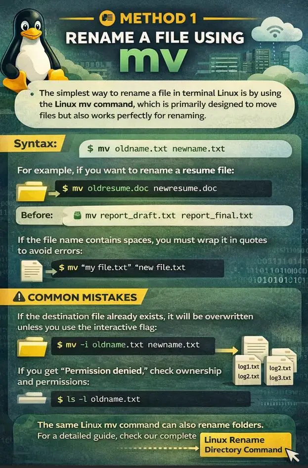 Method 1 Rename a File Using mv
