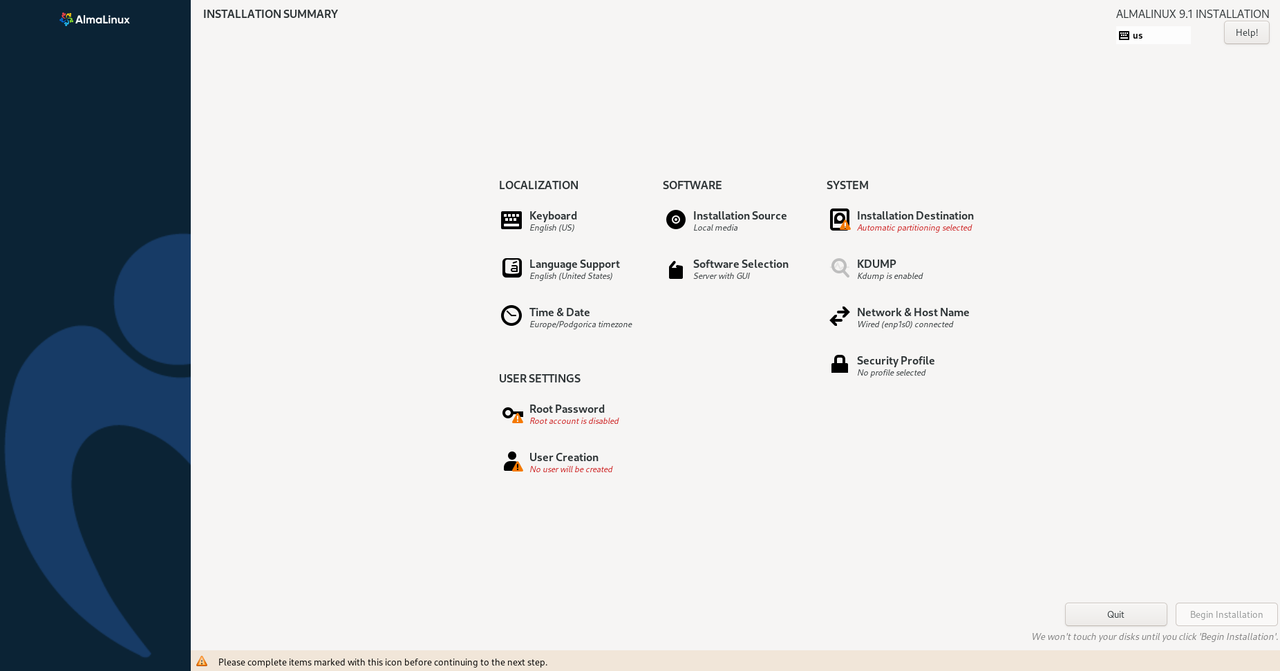 Review the Installation Summary