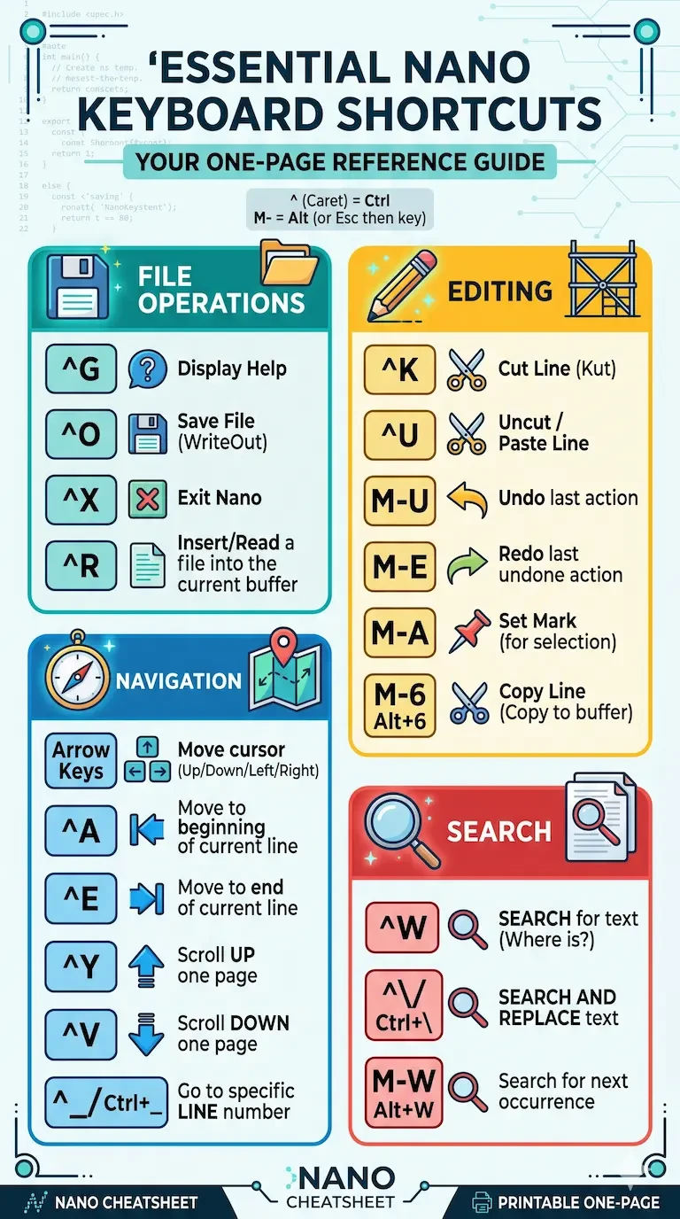Nano Keyboard Shortcuts: Essential Cheatsheet