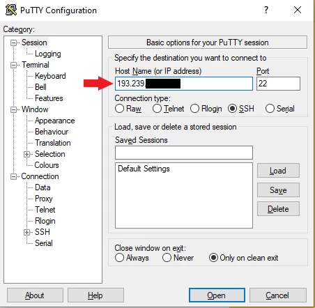 connect using putty