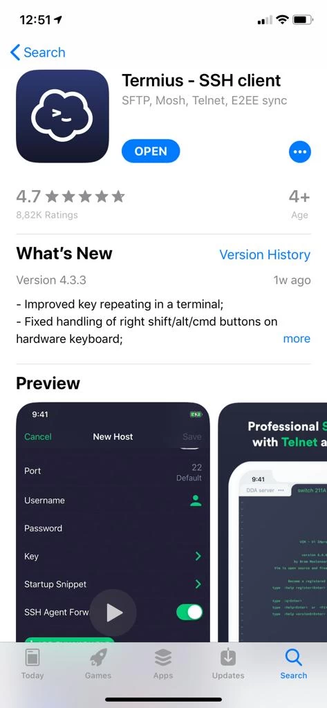Download Termius from AppStore
