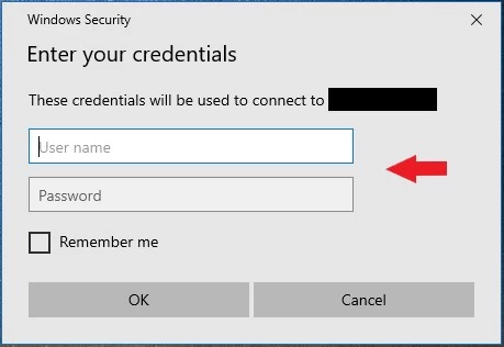 entering remote desktop credentials