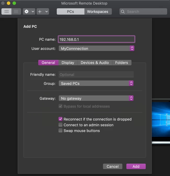 How to use RDP on macOS Step 5